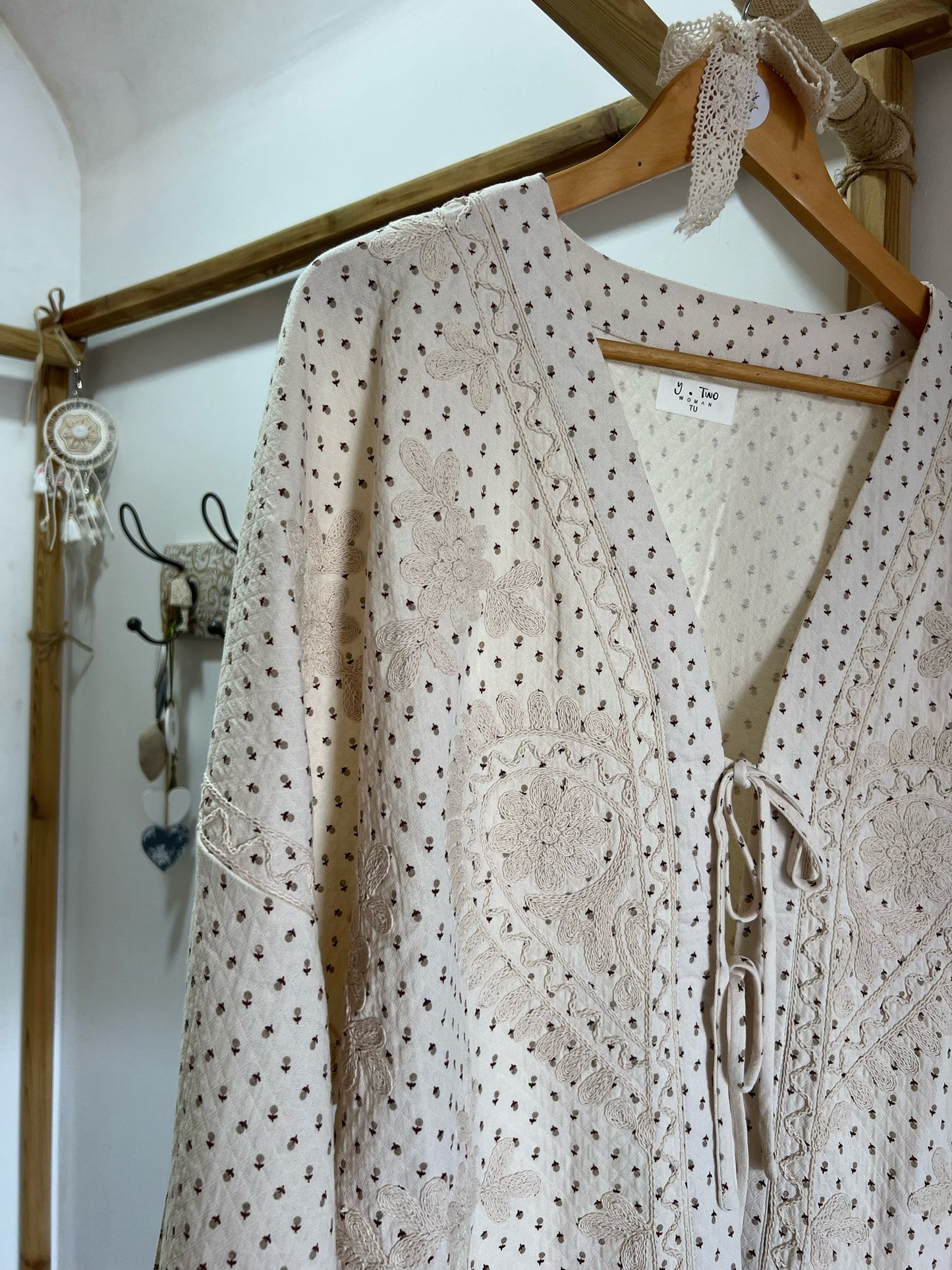 Kimono bordado estampado