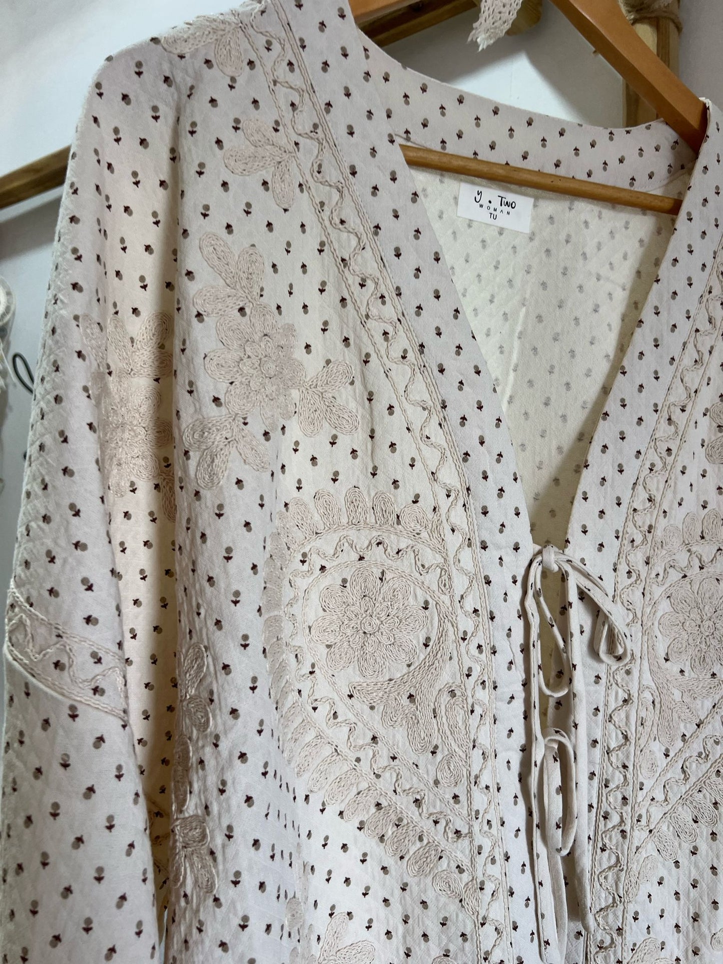 Kimono bordado estampado