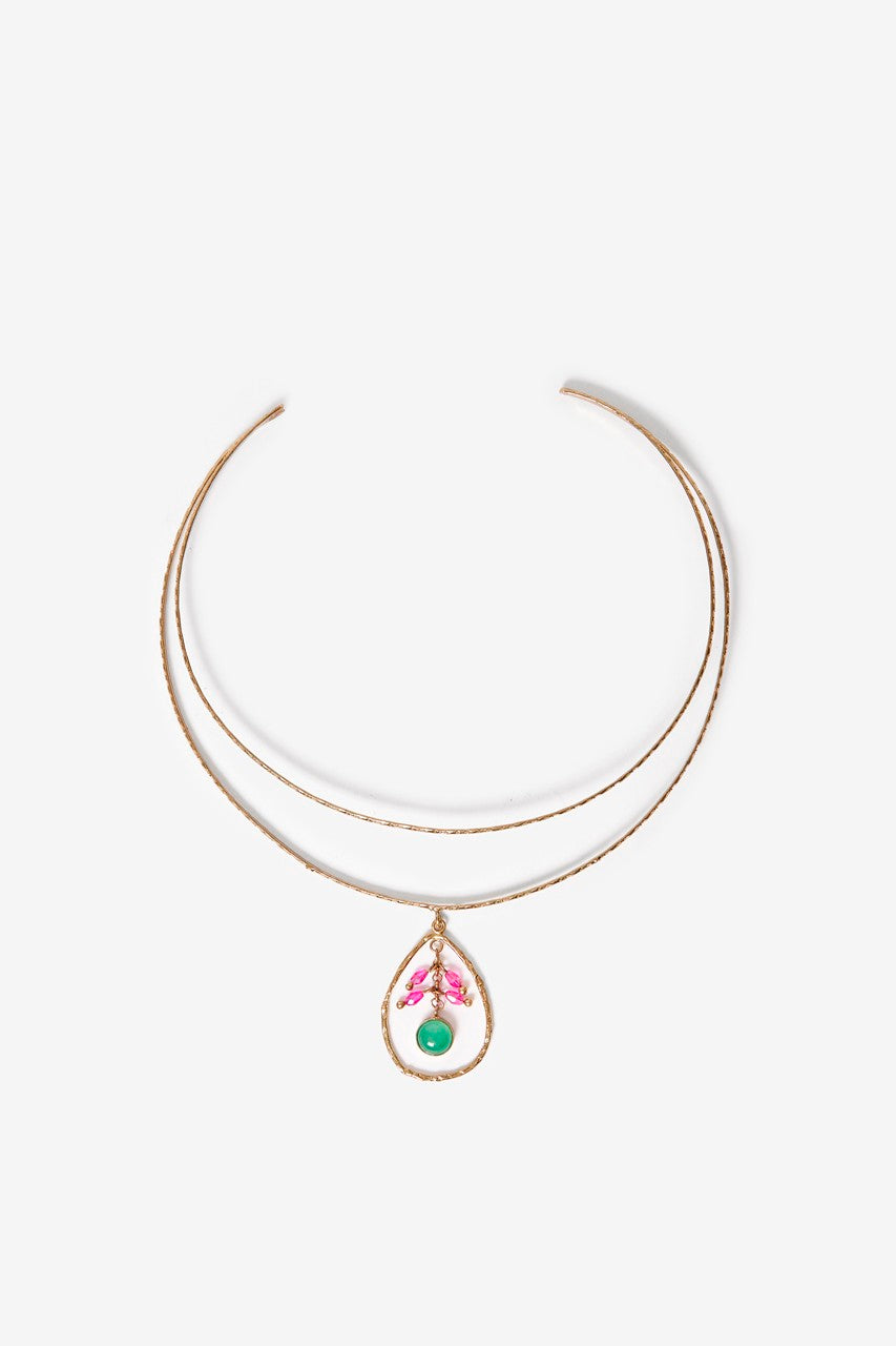 Nkn colar de metal com pedras de strass gota