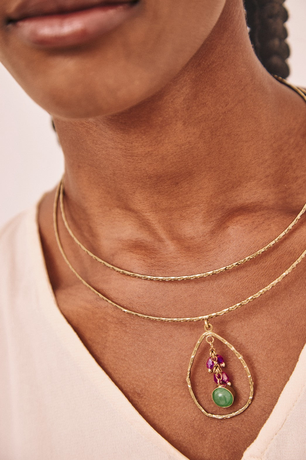 Nkn colar de metal com pedras de strass gota