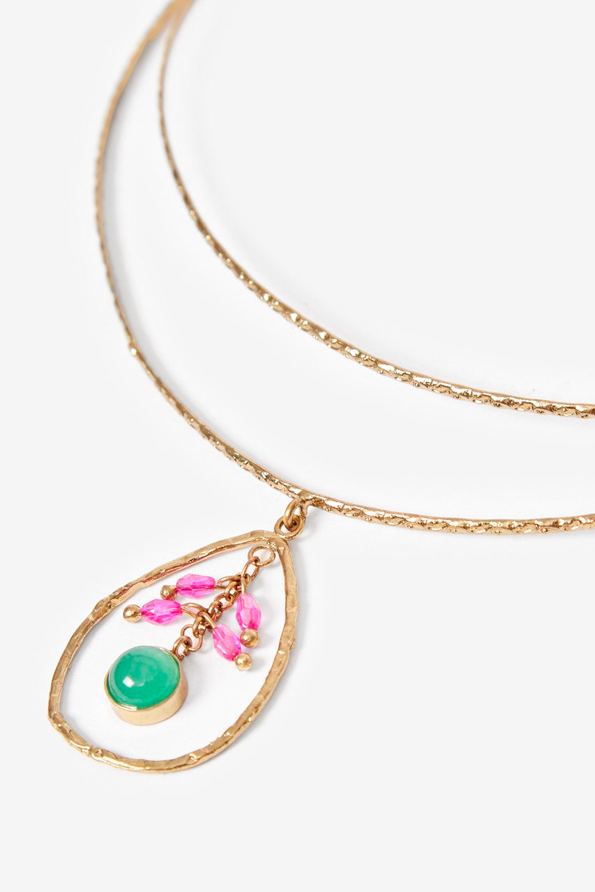 Nkn colar de metal com pedras de strass gota