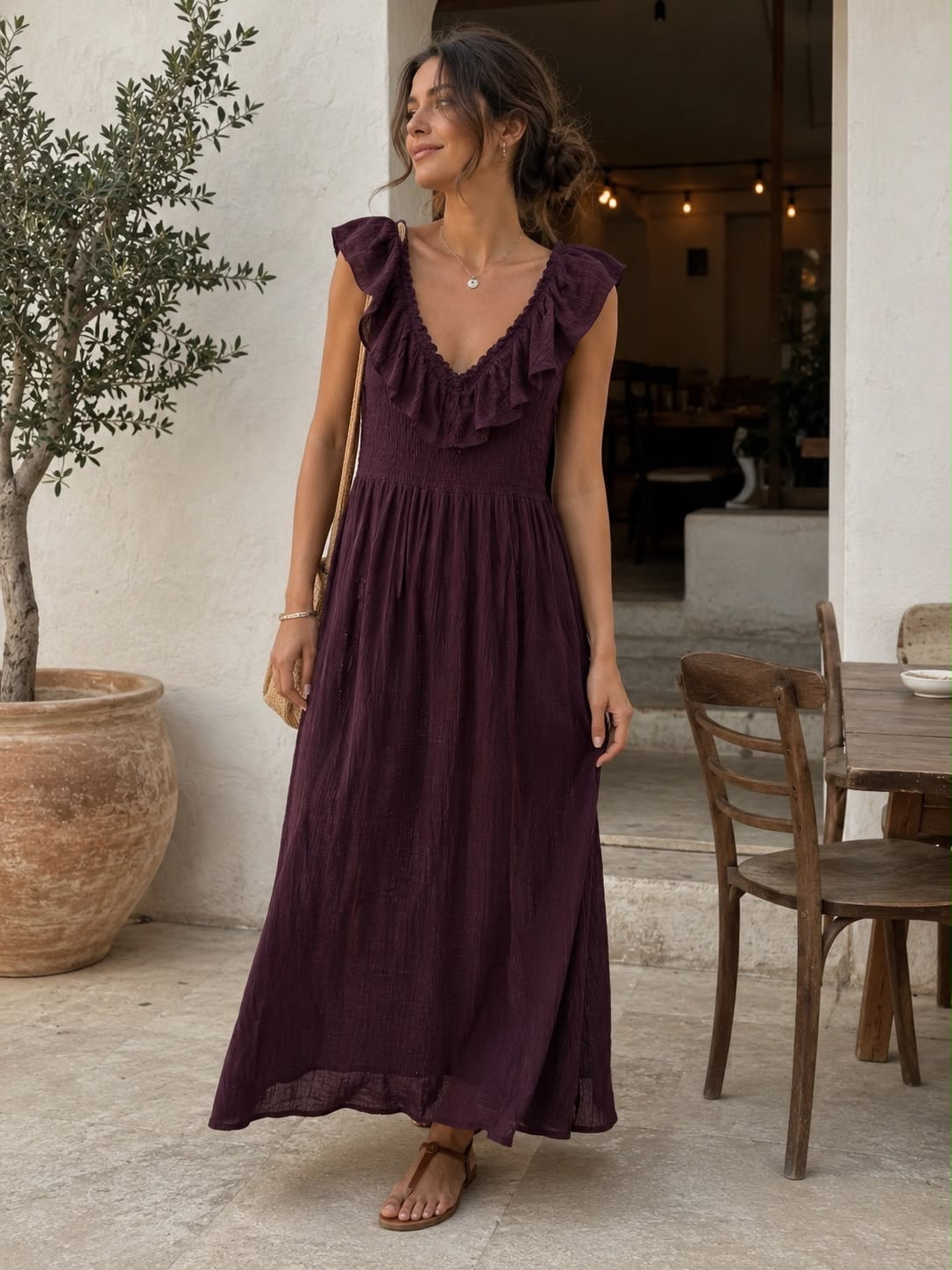 Vestido com folho