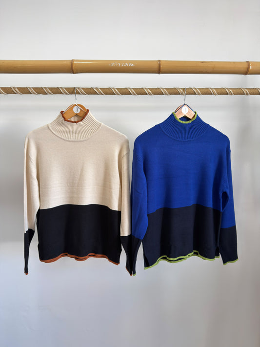 Camisola de gola perkins bicolor Surkana