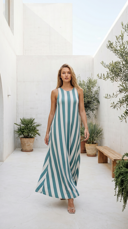 Vestido riscas malha fria