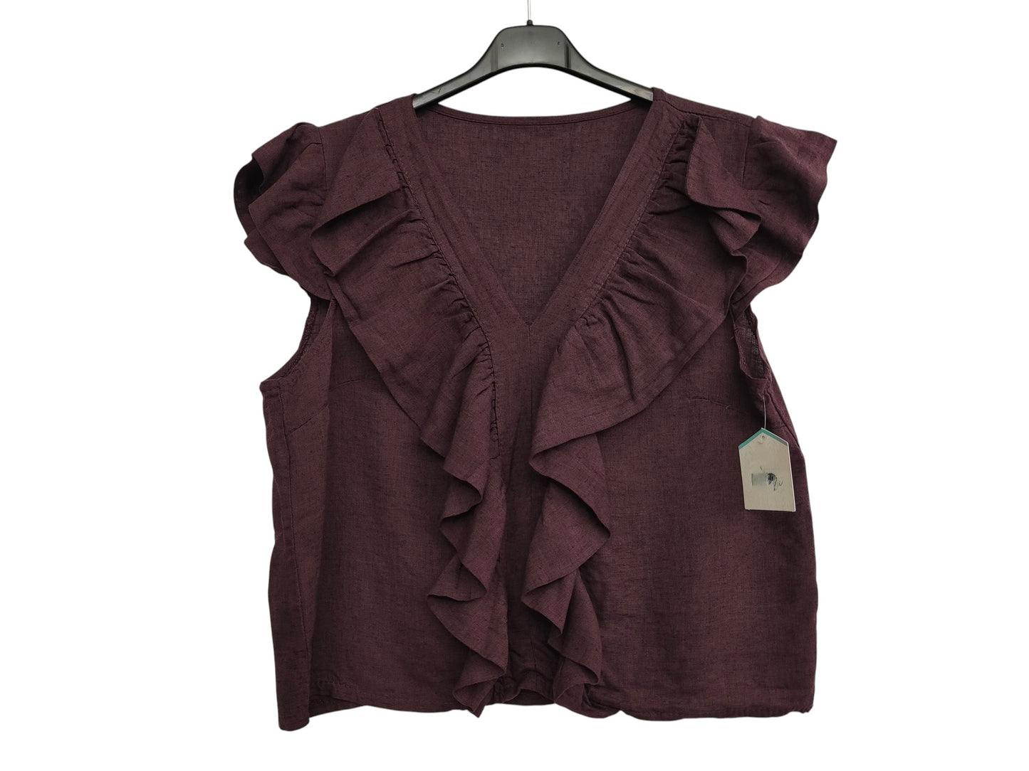 Blusa de lino con volante