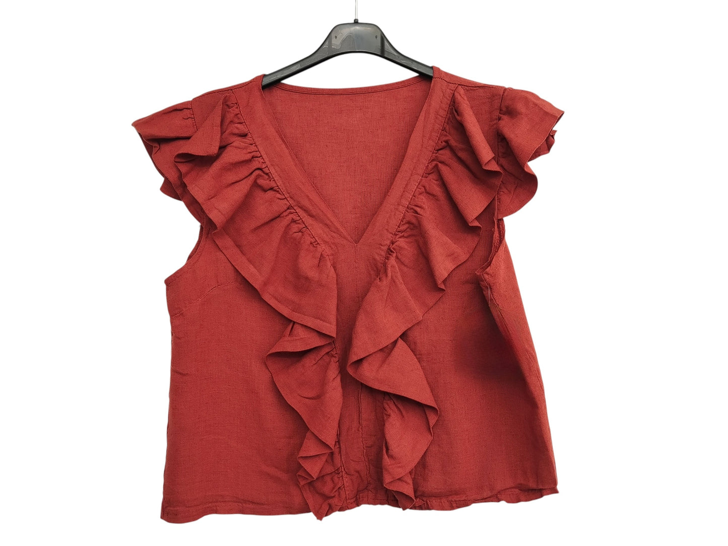 Blusa de lino con volante