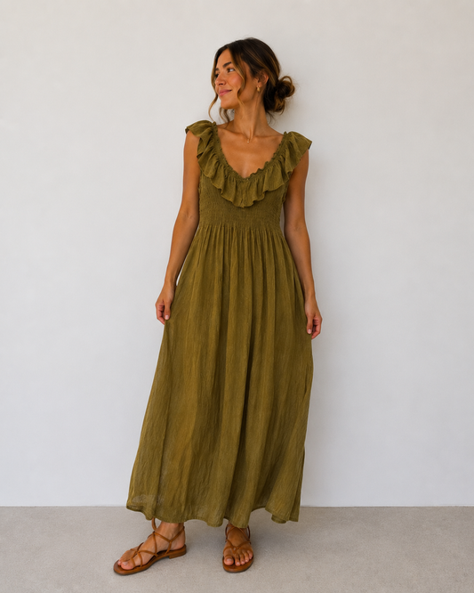 Vestido com folho