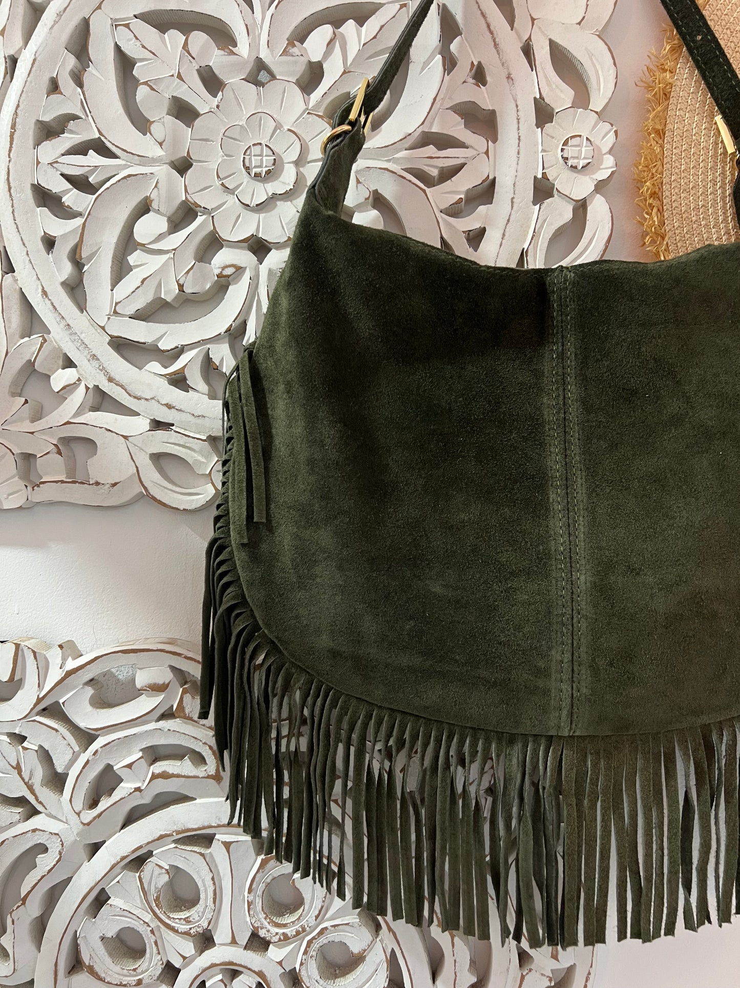 Mala camurça franjas