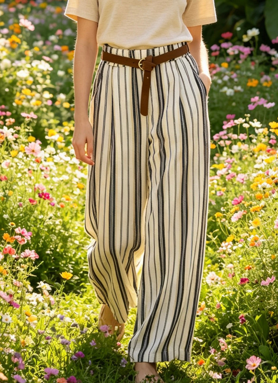 Pantalón de rayas con cinturón