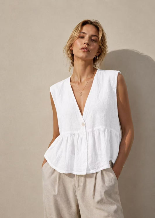 Blusa linho 1 botão