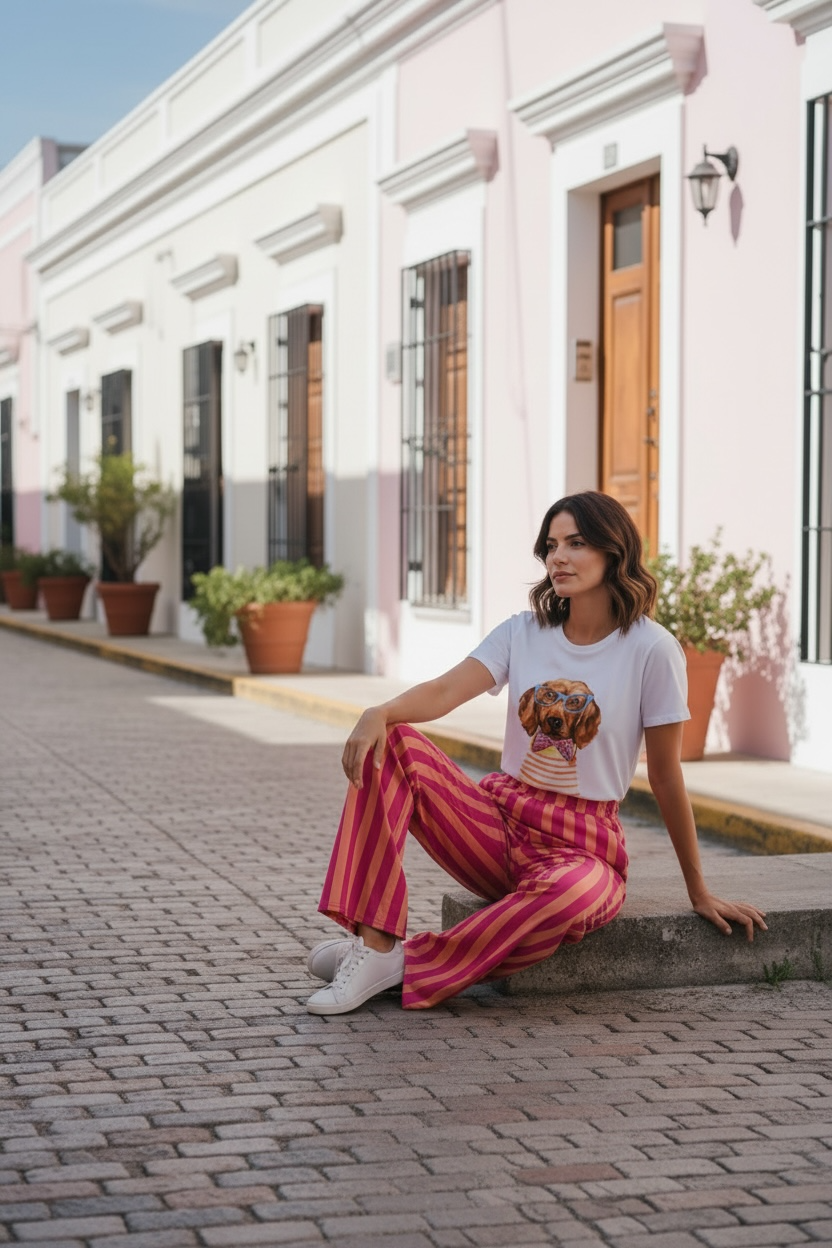 Calças riscas