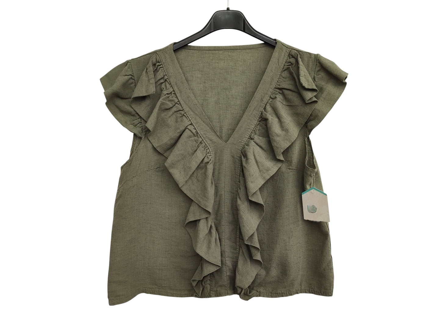 Blusa de lino con volante