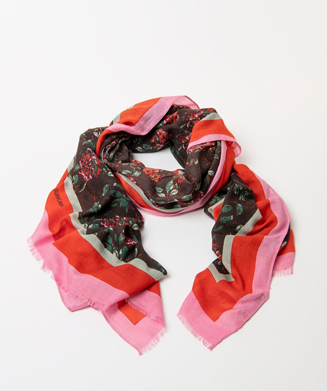 Lenço estampado floral de rosas Grená