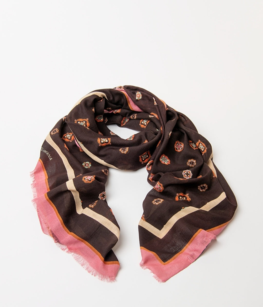 Lenço estampado geométrico floral
